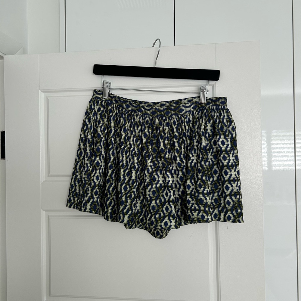 Thakoon Navy and Yellow Patterned Skort